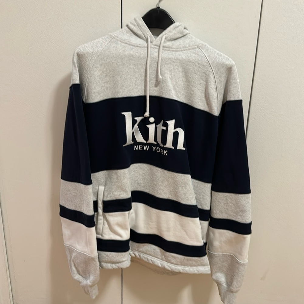 Kith men pullover hoodie blue and white size large